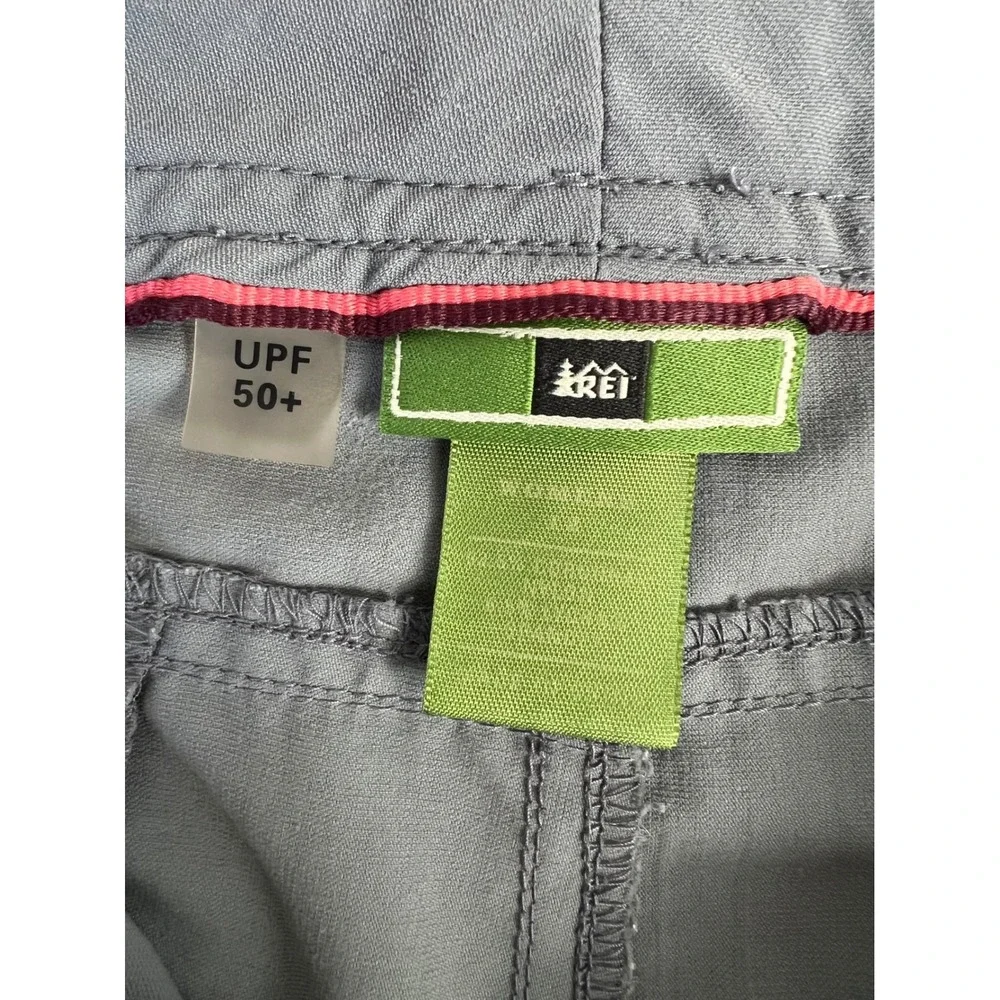 REI Co-op Womens Gray Hiking Shorts Size 12 UPF 50 Quick Dry Outdoor Trail Leaf